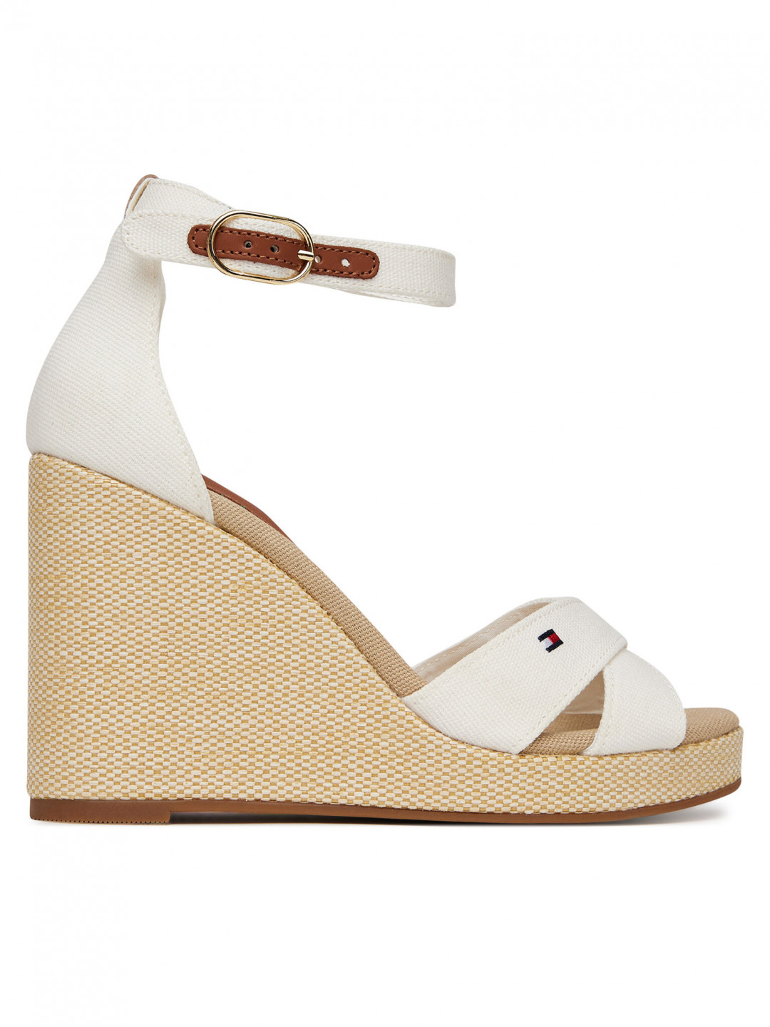 Tommy Hilfiger Sandály Flag High Wedge Espad Crisscross FW0FW08661 Écru